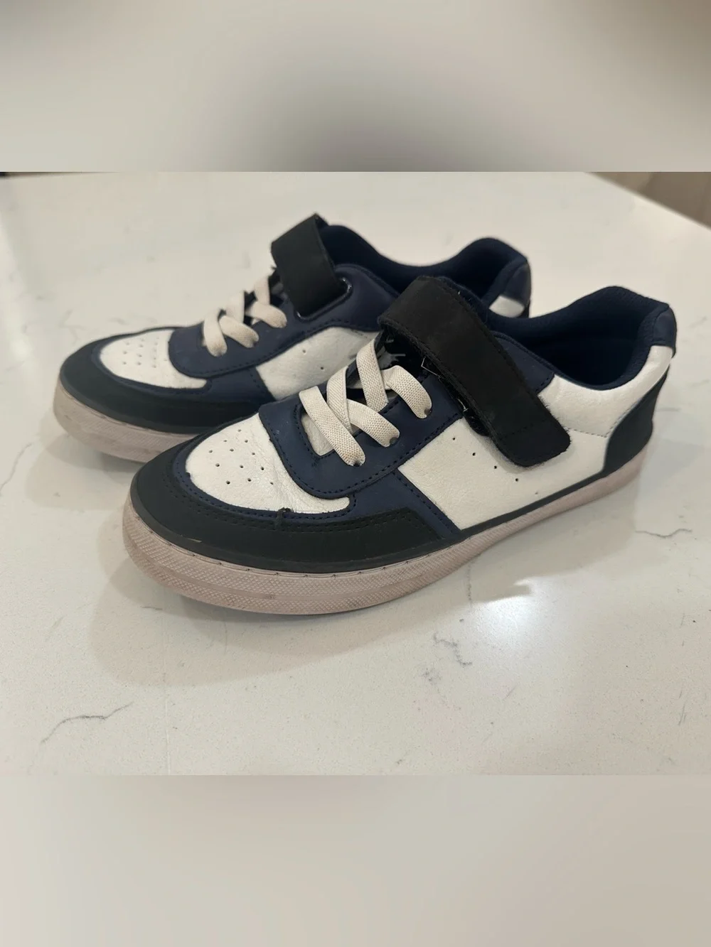 Kids Navy and White Athletic Sneakers- size 3